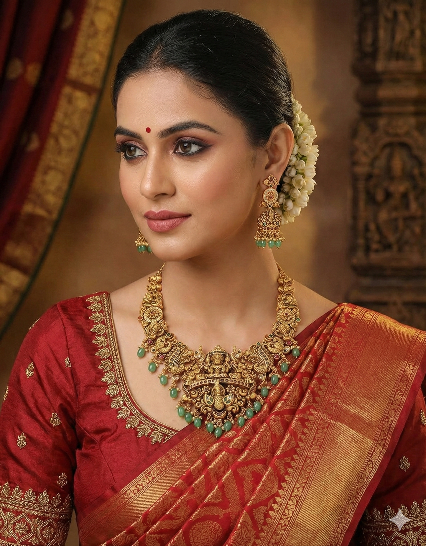 Designer Lakshmi Devi Kempu Necklace Set