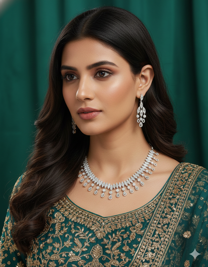 Designer Zirconia Crystal Elegance Necklace Set