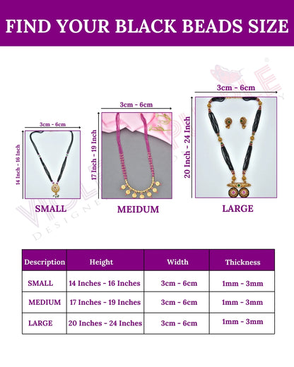 Designer Kempu Black Bead Mangalsutra Set