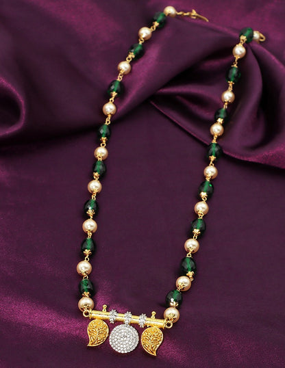 Designer Emerald Zirconia Pendant Beads Mala