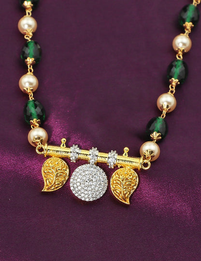 Designer Emerald Zirconia Pendant Beads Mala