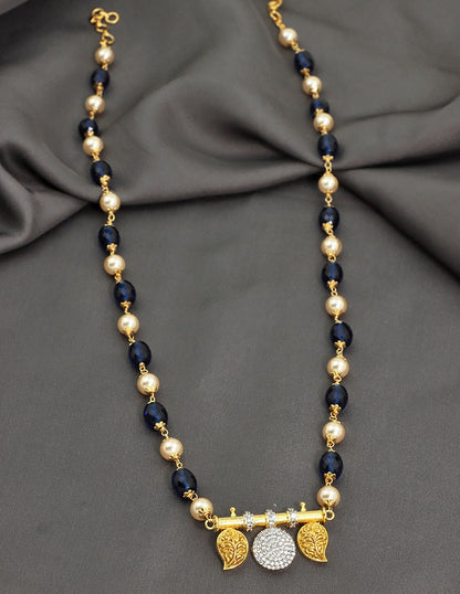 Designer Navy Blue Zirconia Pendant Beads Mala