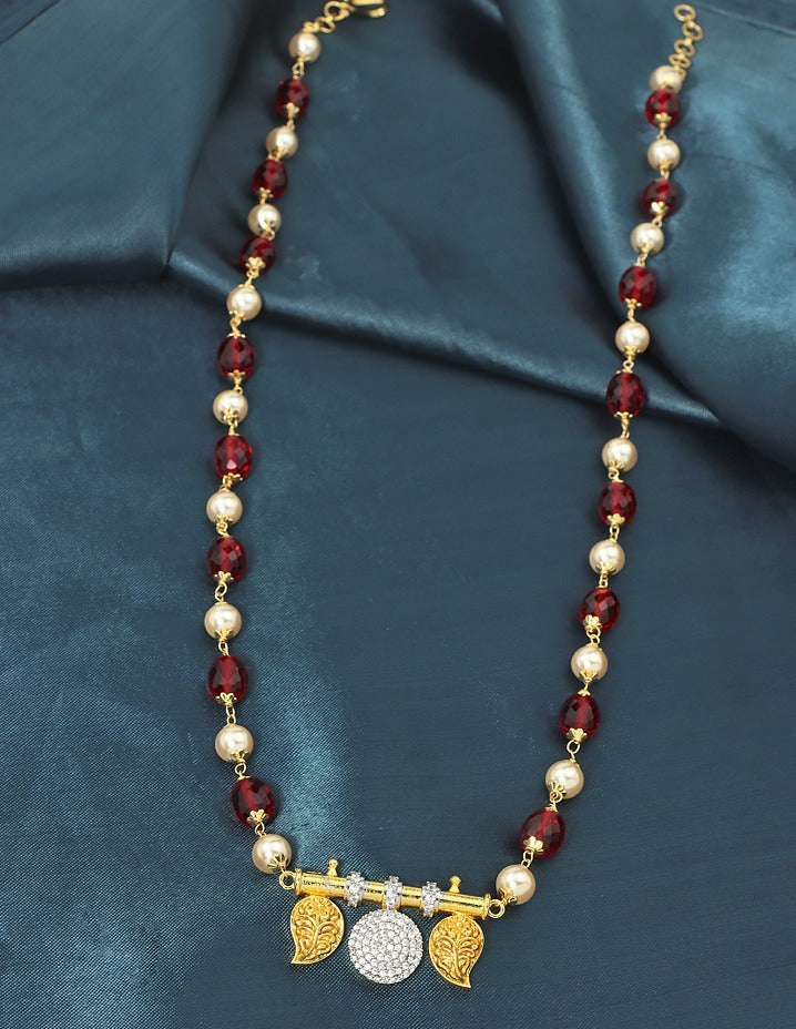 Designer Ruby Zirconia Pendant Beads Mala