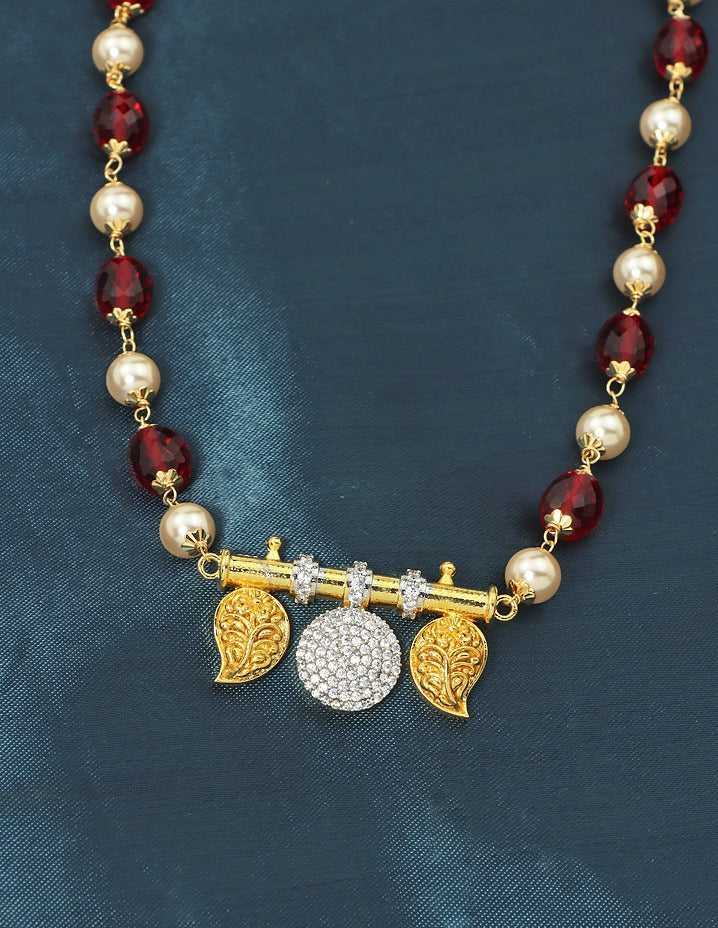 Designer Ruby Zirconia Pendant Beads Mala