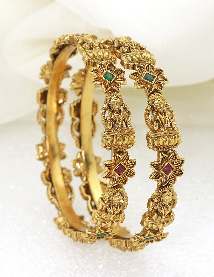 Designer Lakshmi Devi Floral Matt Stone Bangles ZBGL11281