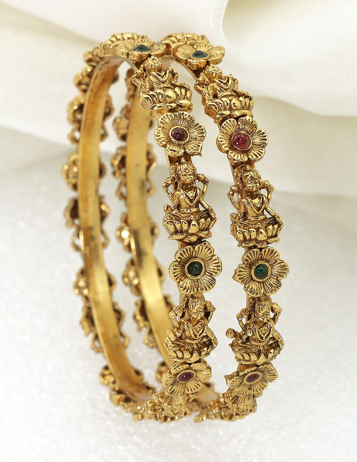 Designer Lakshmi Devi Floral Matt Stone Bangles ZBGL11282