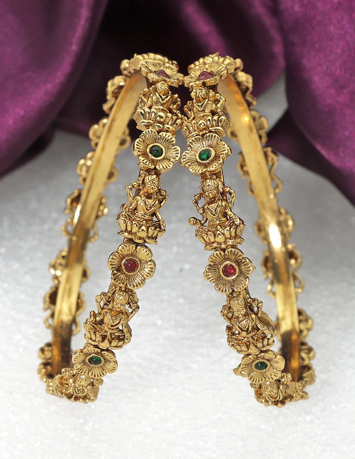 Designer Lakshmi Devi Floral Matt Stone Bangles ZBGL11282