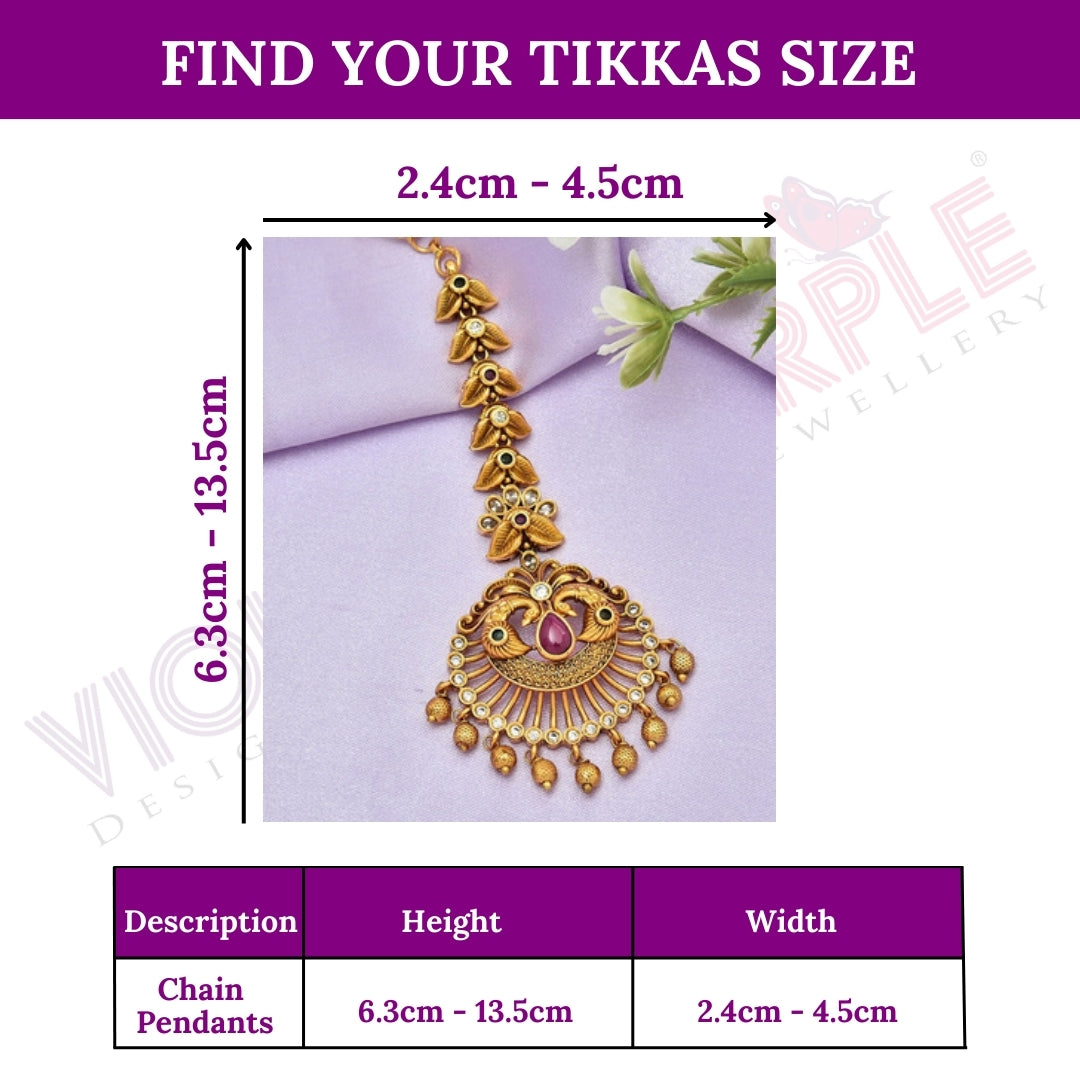 Designer Antique Peacock Kempu Maang Tikka