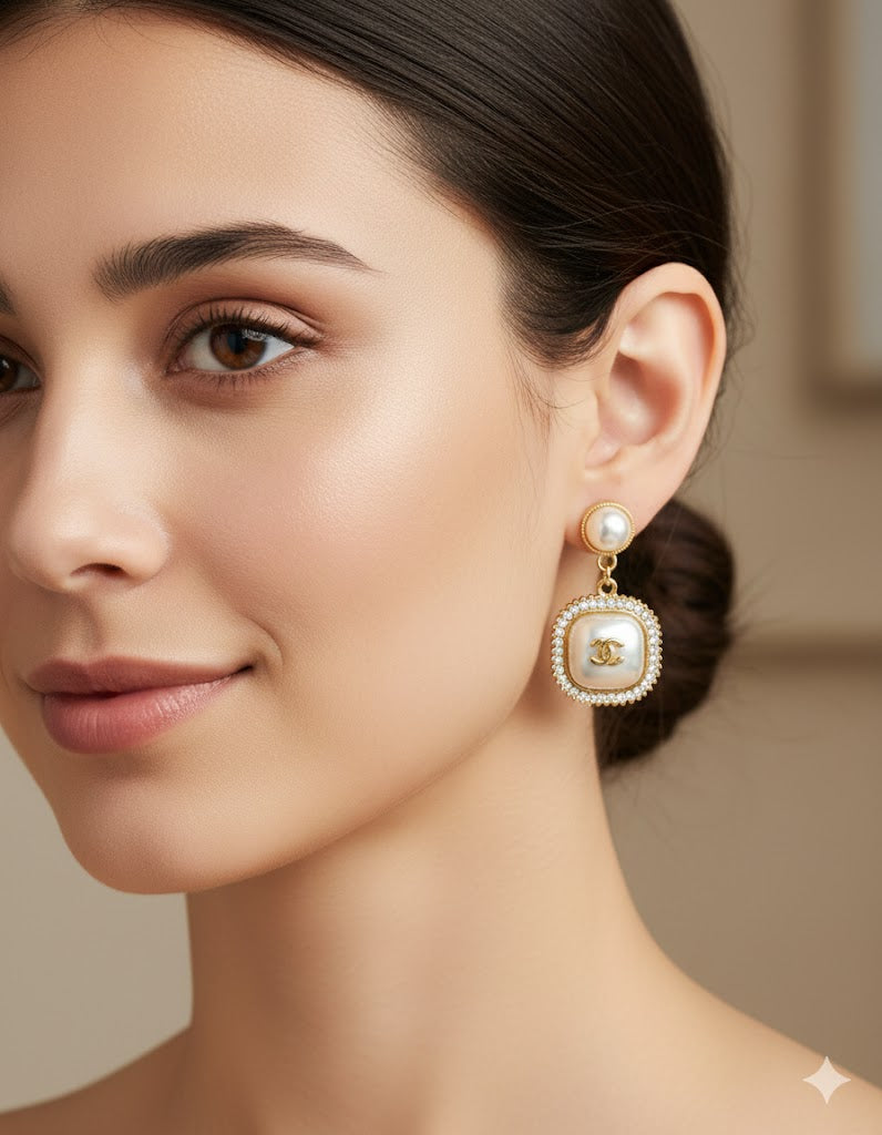 Fancy Zirconia Mother Of Pearl Drop Earrings