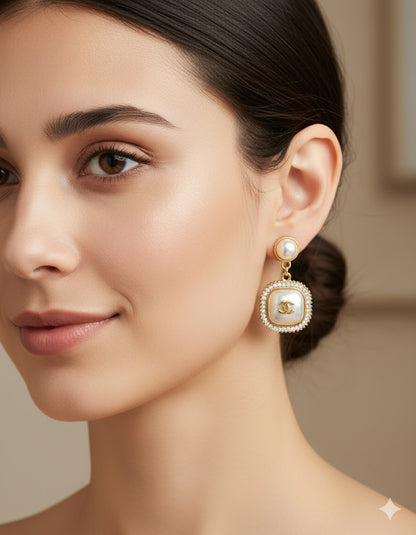 Fancy Zirconia Mother Of Pearl Drop Earrings