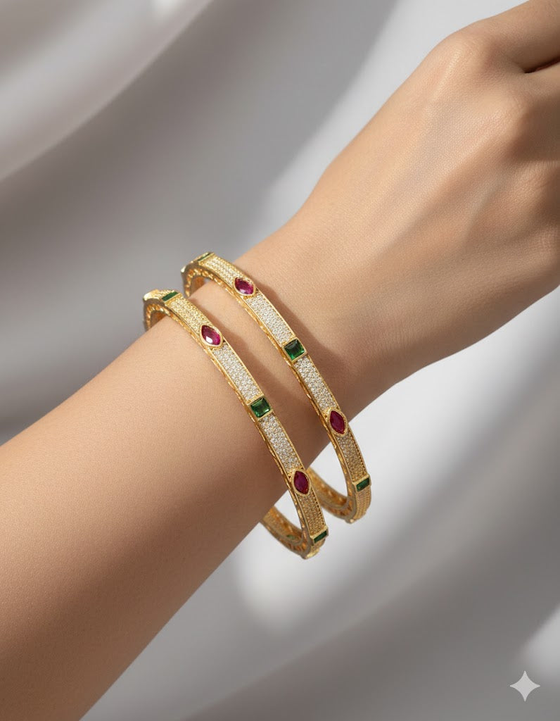 Designer Zirconia Gold Plated Bangles