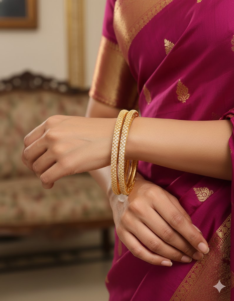 Designer Zirconia Gold Plated Bangles