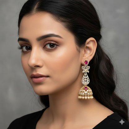 Designer Zirconia Jhumka Earrings