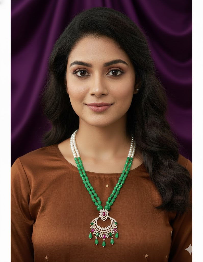 Designer Zirconia Tulips Chain Pendant