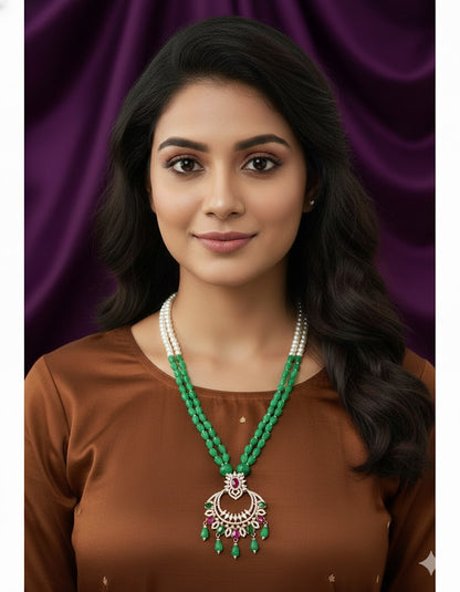 Designer Zirconia Tulips Chain Pendant