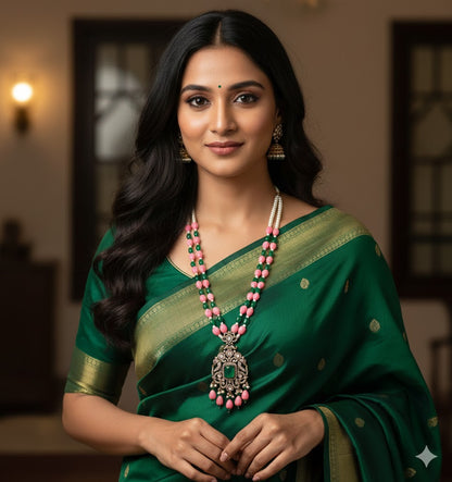 Designer Victorian Tulips Beads Chain Pendant