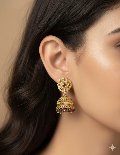 Designer Matt Kempu Floral Design Jhumka Earrings