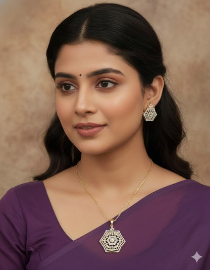 Designer Zirconia GJ Polish Pendant Set