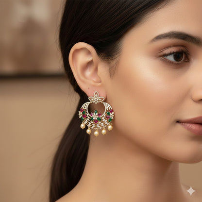 Designer Fancy Zirconia Chandbali Earrings