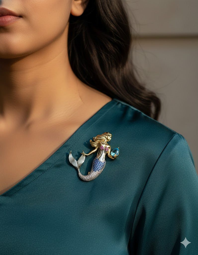 Designer GJ Polish Zirconia Brooch