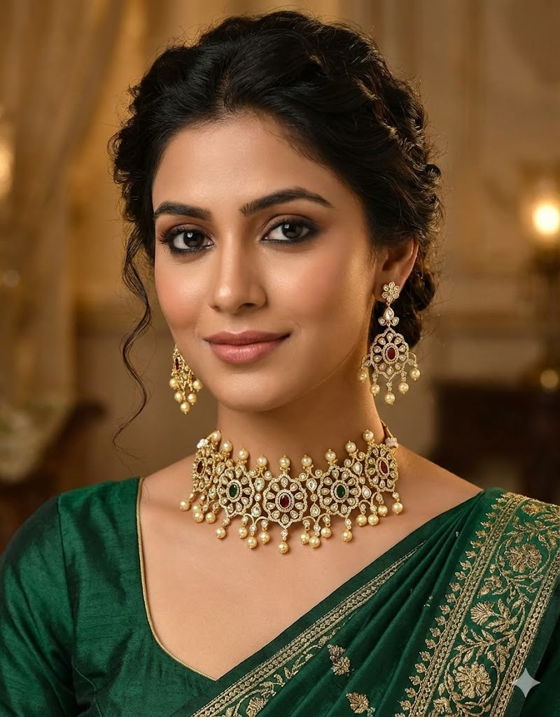 Zirconia Gold Choker Set