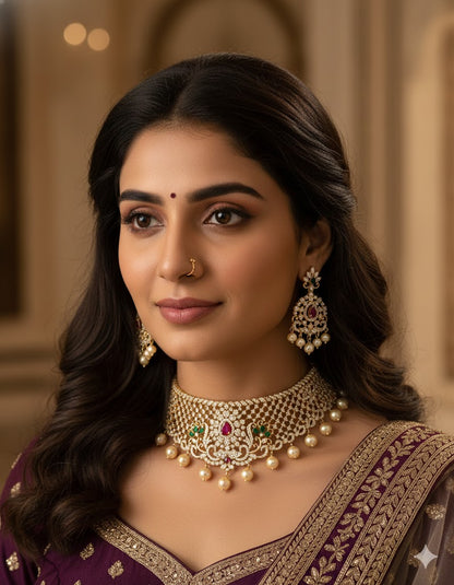 Designer Gold Zirconia Choker Set