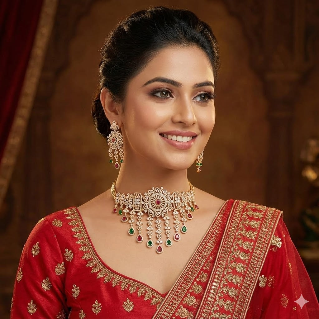 Zirconia Gold Choker Set