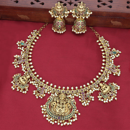 Guttapusalu Lakshmi Devi Design Necklace Set