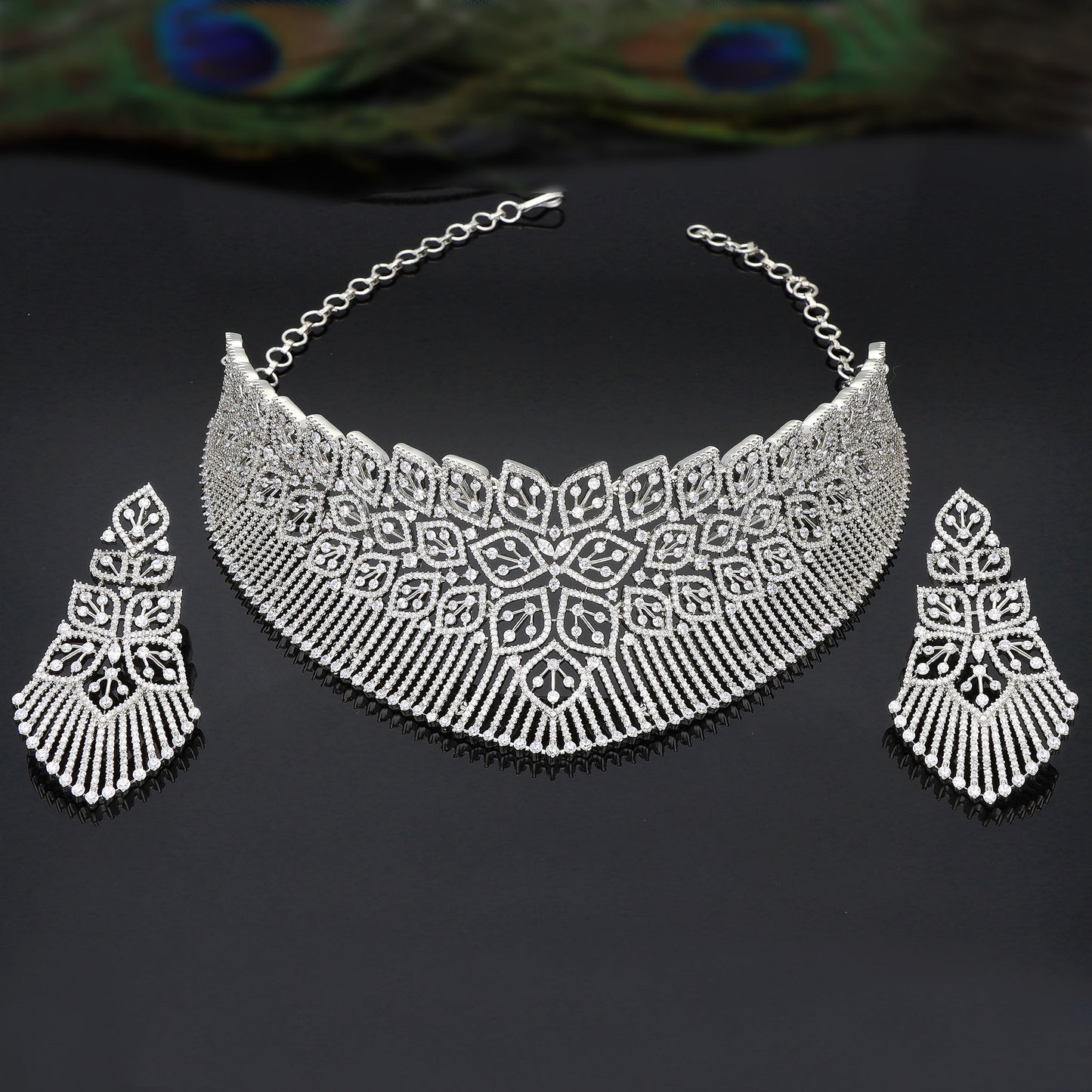 Design Rhodhium Zirconia Choker Set