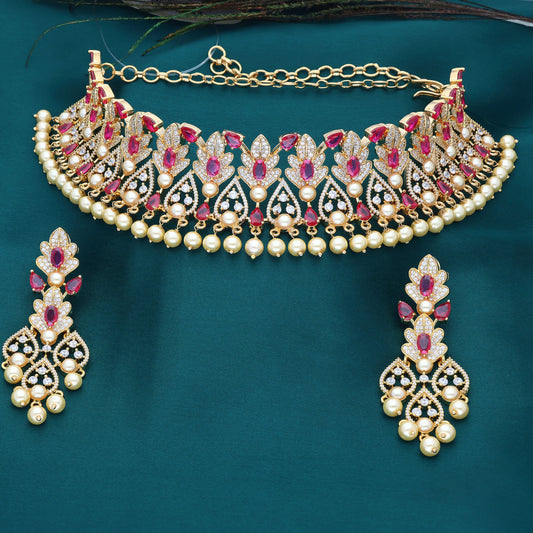Designer Gold Zirconia Choker Set