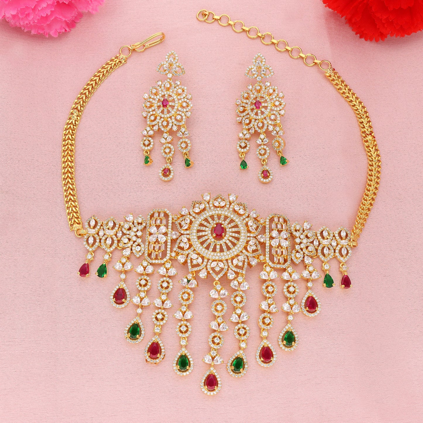 Zirconia Gold Choker Set