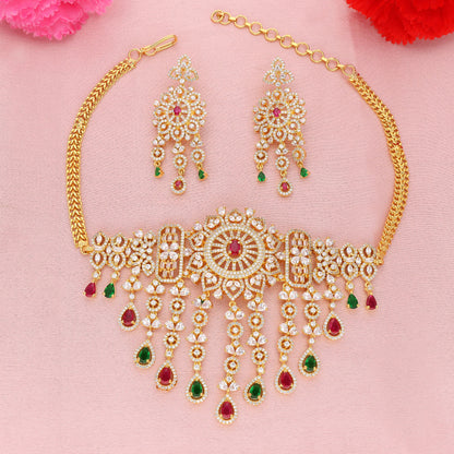 Zirconia Gold Choker Set