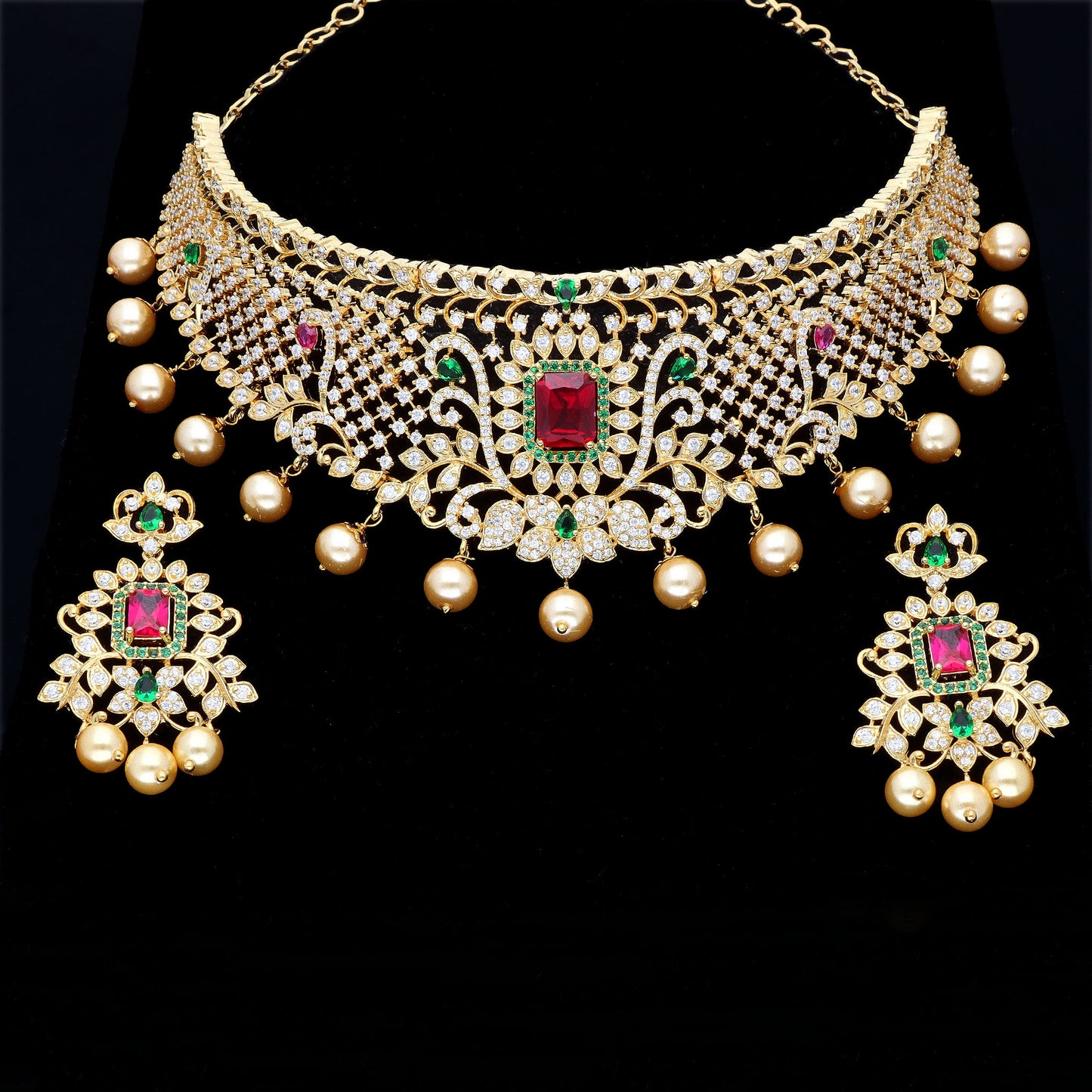 Zirconia Gold Choker Set