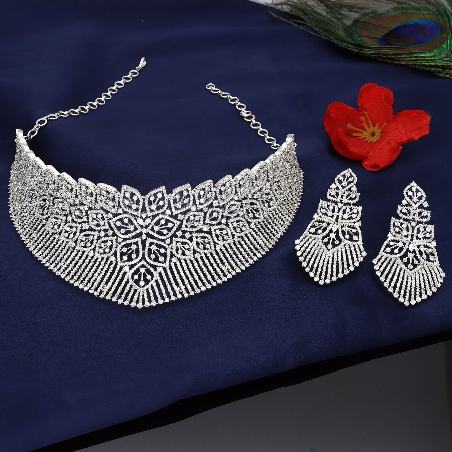 Design Rhodhium Zirconia Choker Set