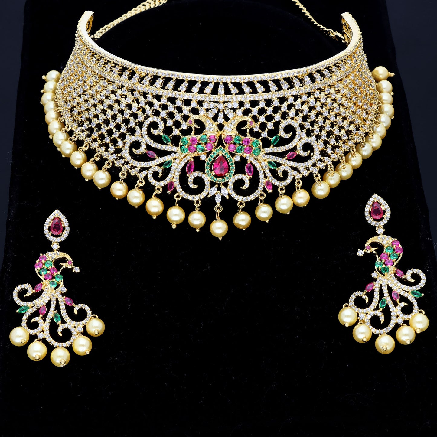 Designer Gold Zirconia Choker Set