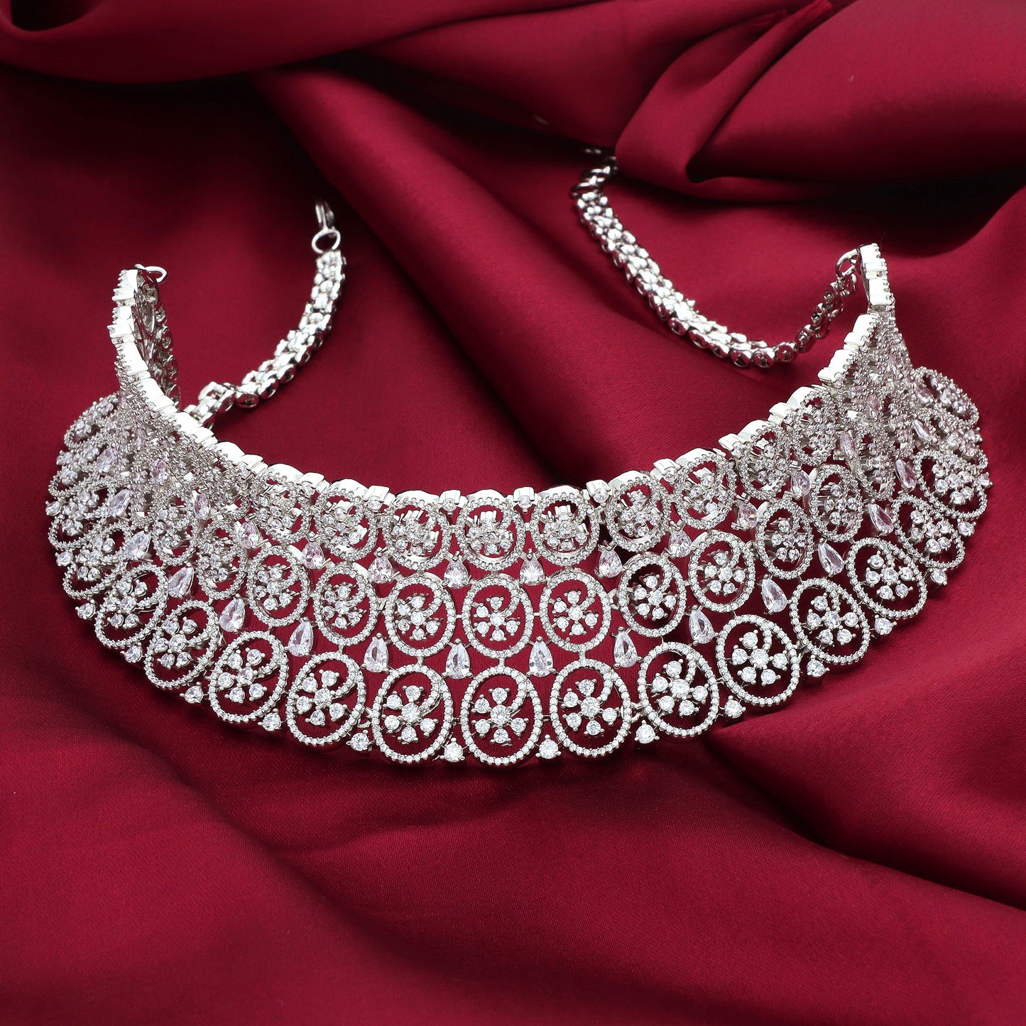 Zirconia Rhodhium Choker Set