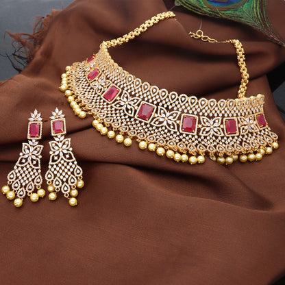 Zirconia Gold Choker Set