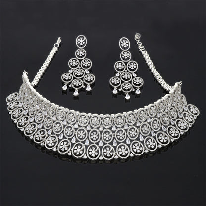 Zirconia Rhodhium Choker Set