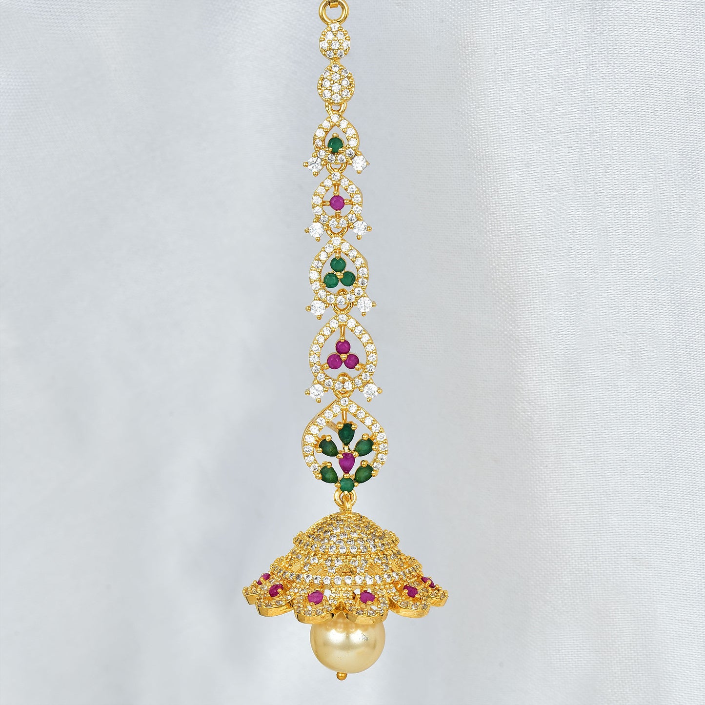 Antique Zirconia Kempu Jhumka Earrings