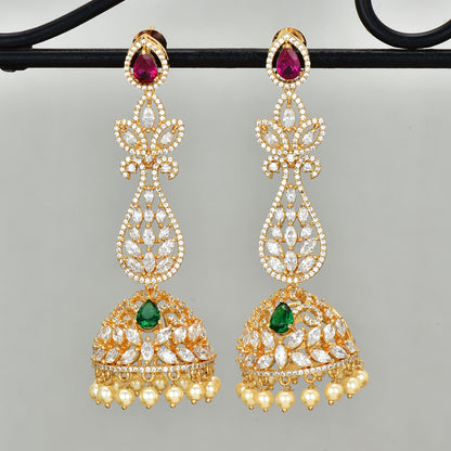 Designer Zirconia Jhumka Earrings