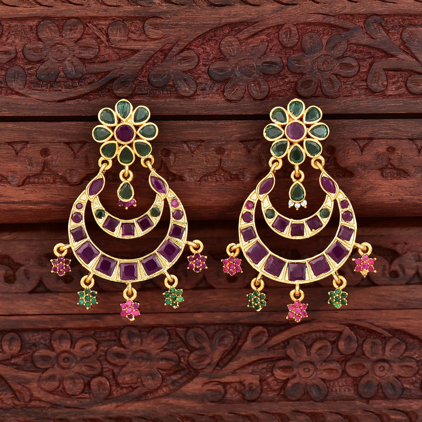 Kempu Chandbali Earrings