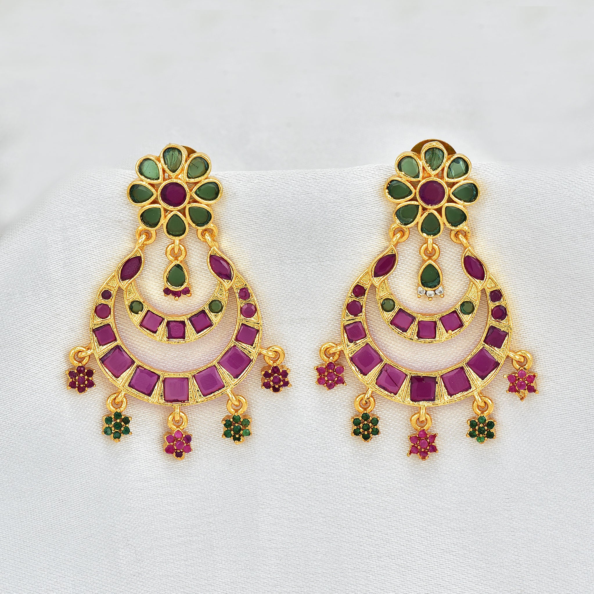 Shop Ravishing Kempu Ruby 22K Gold Earrings for Women | Gehna