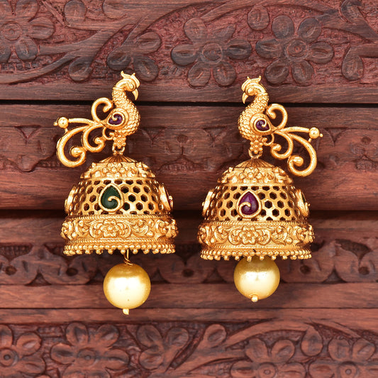 Antique Peacock Jhumka Earrings