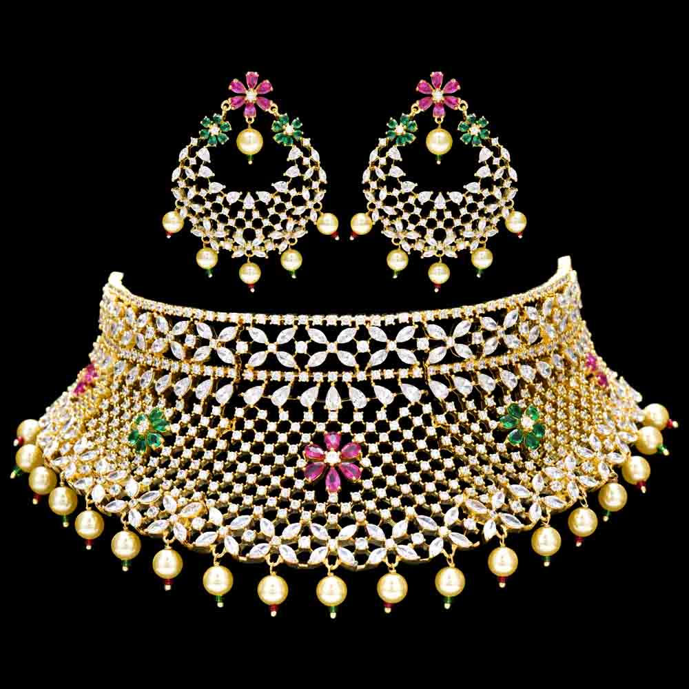 Designer Gold Zirconia Choker Set