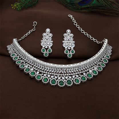 Zirconia Rhodium Choker Set 111465