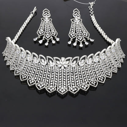 Designer Rhodhium Zirconia Choker Set