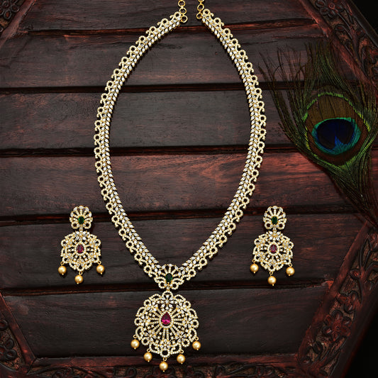 Designer Gold Zirconia Long Haaram
