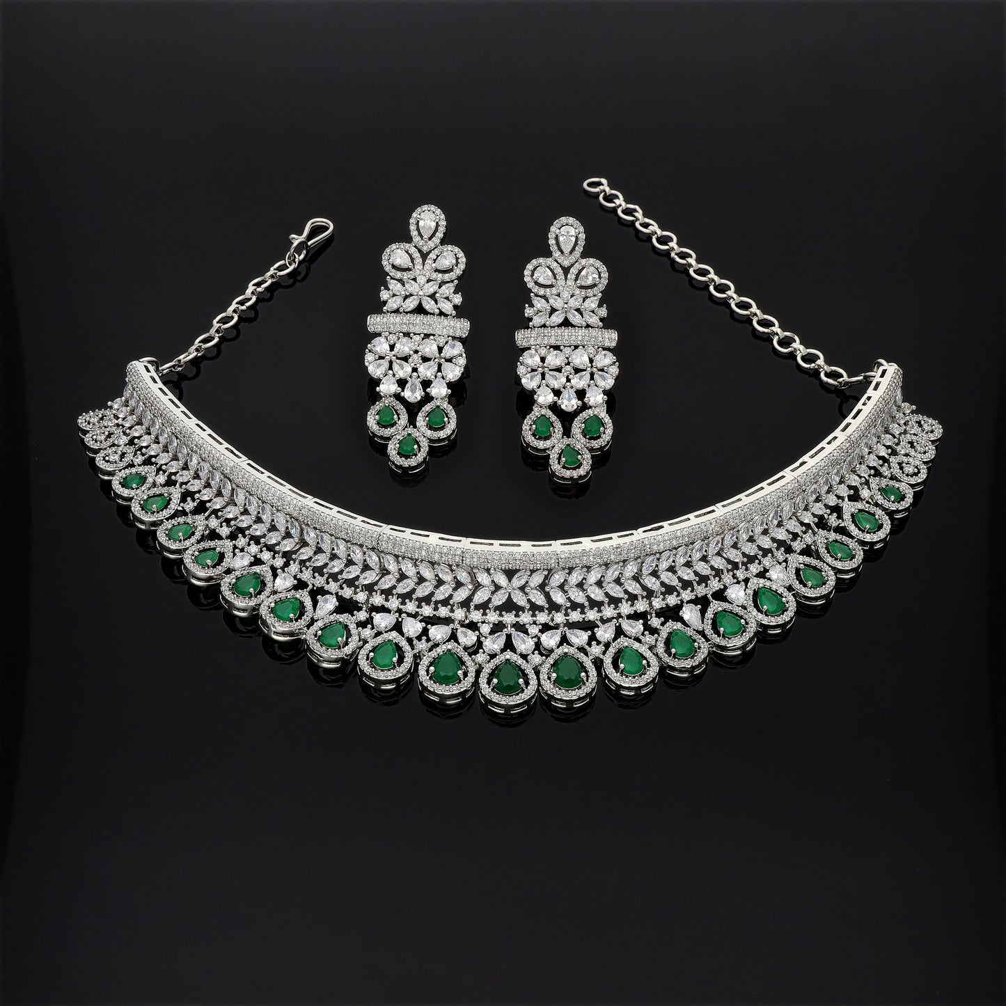 Zirconia Rhodium Choker Set 111465
