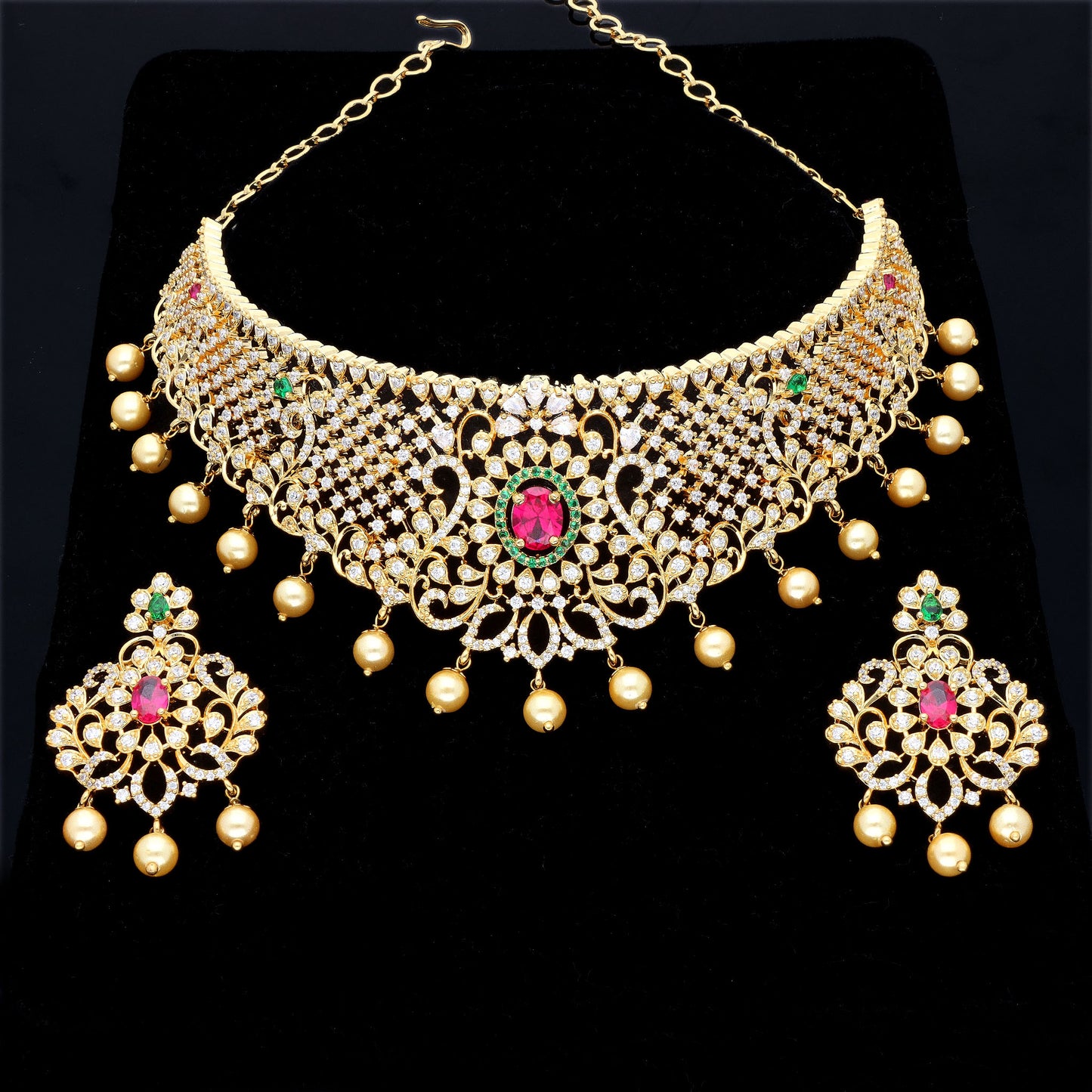 Zirconia Gold Choker Set