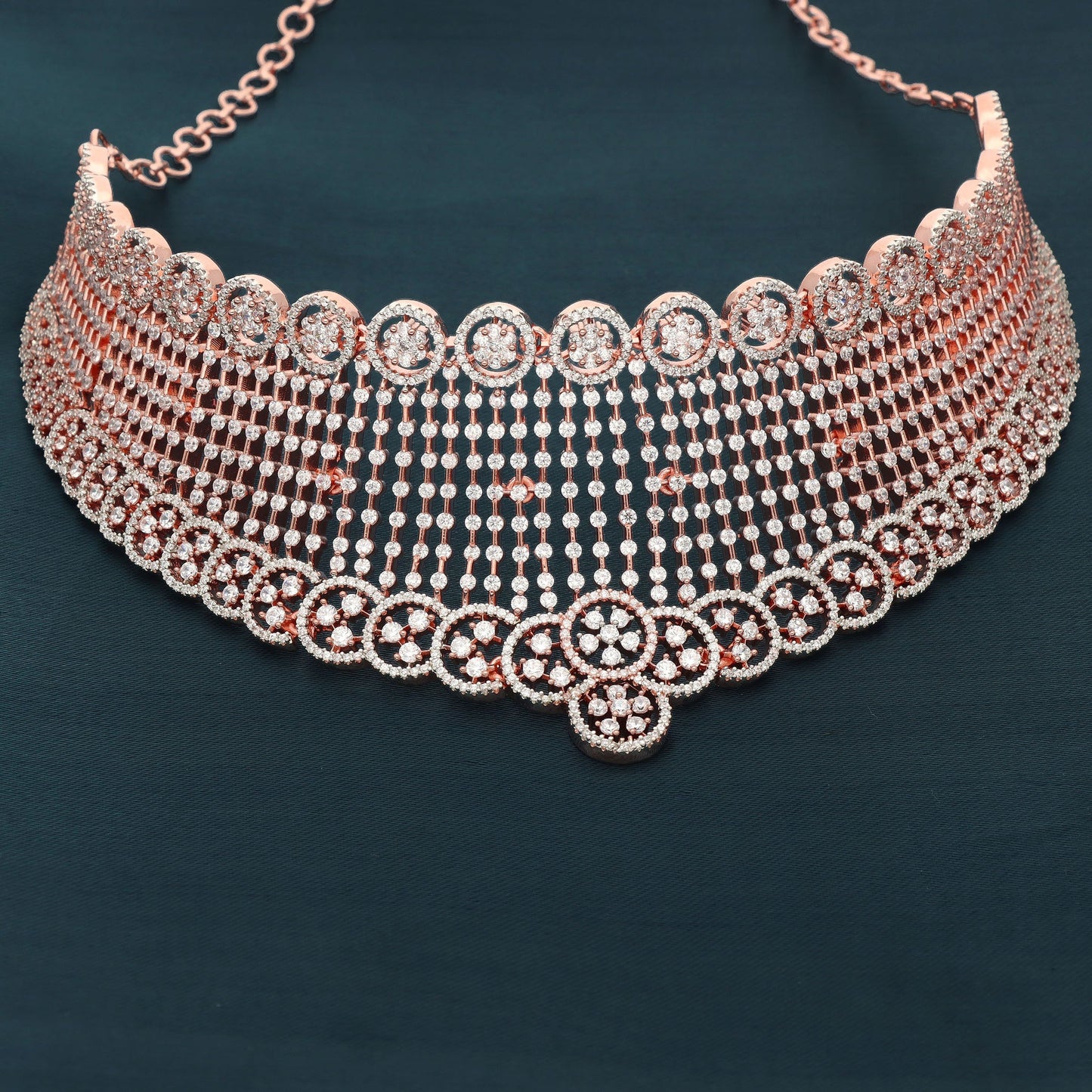 Designer Rose Gold Zirconia Choker Set